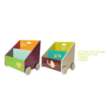 Crianças Mobiliário Livro de madeira Container Toy Box Caixa de armazenamento com rodas